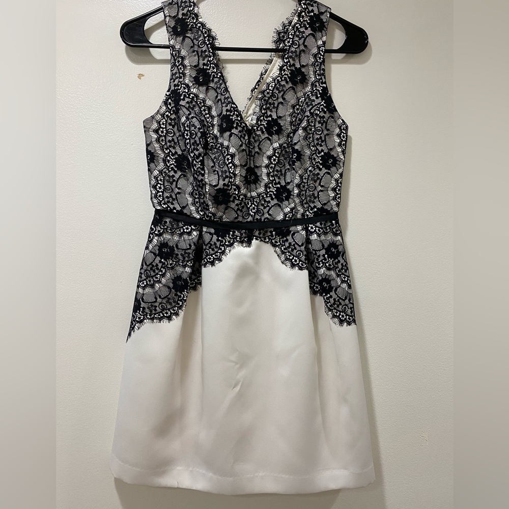 Max & Cleo Black and White A-Line Mini Dress